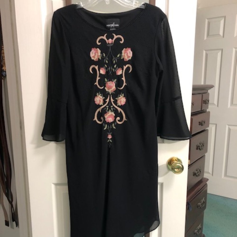 Vintage black dress with asymmetric hem